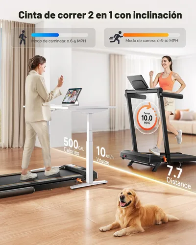 Miniatura 3 de Acezoe Foldable Treadmill with 10% Incline and Handle Bar, 4 in 1 Foldabla Treadmills for Home, Under Desk Treadmill with 300LBS Capacity, Walking