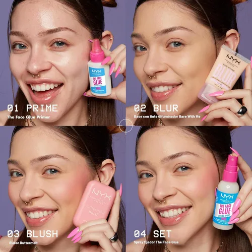 Miniatura 8 de NYX PROFESSIONAL MAKEUP The Face Glue Spray Fijador, Spray Fijador Resistente a Transferencias e Impermeable, Hasta 24 Horas de Duración