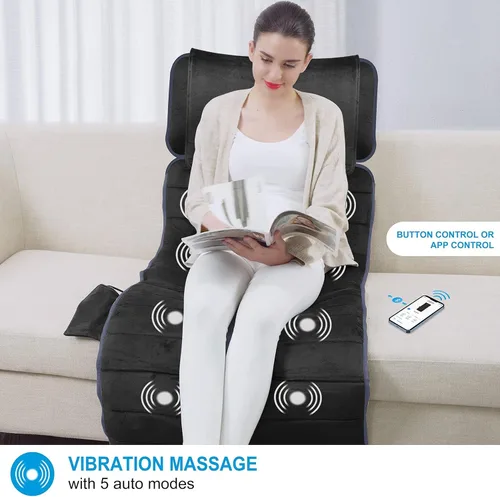 Miniatura 5 de COMFIER Esterilla de masaje de cuerpo completo con calor y vibración - 10 motores, control por aplicación, almohada de cuello shiatsu móvil y 4