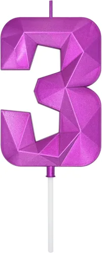 Miniatura 255 de DERVENTA Velas de cumpleaños con números grandes, 3D, color rosa, 3.7 pulgadas, decoración para tartas de fiesta, 1 pieza (número 3 rosa)