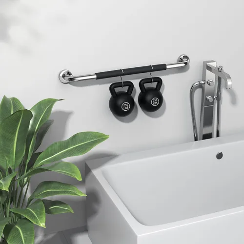 Miniatura 4 de Barra de Agarre Antideslizante para Ducha de 24 Pulgadas con Agarre de Goma, iMomwee SUS304 Acero Inoxidable Cromado Pulido Barra de Agarre