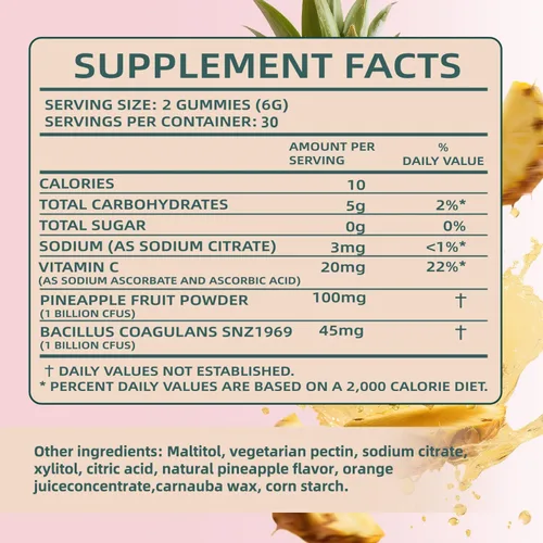 Miniatura 4 de Gomitas para Mujeres para Equilibrio del pH, Probiótico Premium para la Salud Femenina Vaginal, Apoyo Inmunológico, Vegano, Sin Gluten, Sabor a Piña