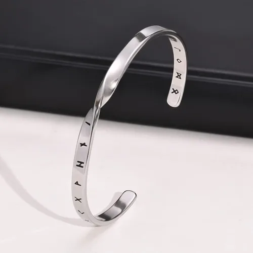Miniatura 4 de VNOX Pulsera de joyería vikinga nórdica para hombre y mujer, pulsera nórdica vikinga nórdica de 24 runas del alfabeto, pulsera mobius torcida