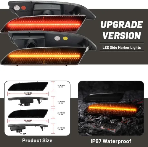 Miniatura 5 de Luces LED laterales para Chrysler Crossfire 2004 2005 2006 2007 2008 Chrysler Crossfire delanteros ámbar/traseros rojos marcadores LED Park Running