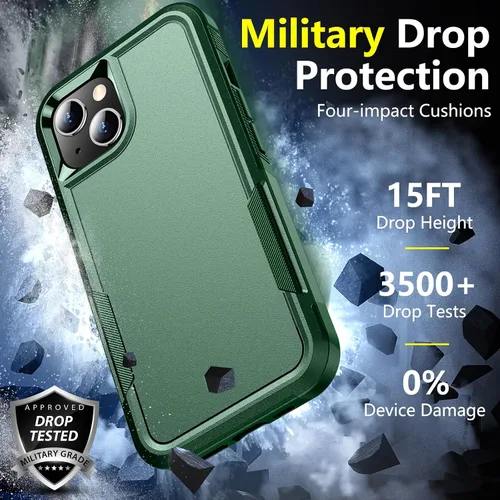Miniatura 3 de SPIDERCASE Funda para iPhone 14/Funda para iPhone 15, [Protección contra Caídas de Grado Militar de 15 PIES][Antideslizante] Paquete de 2