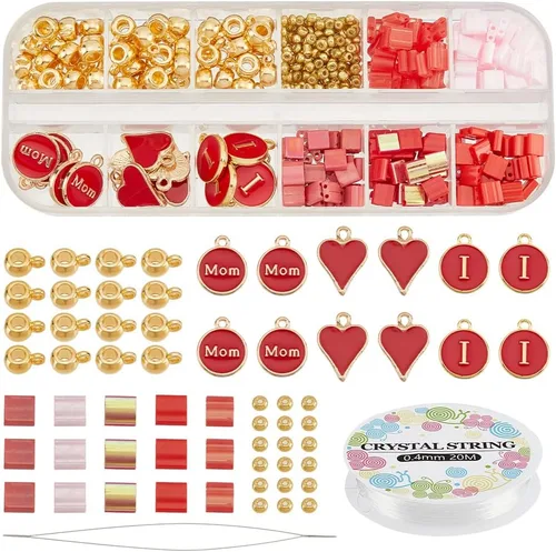 Miniatura 8 de NBEADS Juego de 208 cuentas metálicas de 2 agujeros, 8 colores de 0.197 x 0.197 in, incluye hilo elástico y agujas de cuentas de acero inoxidable