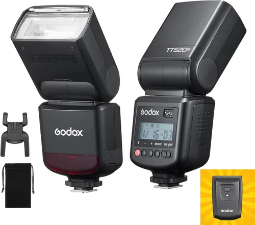 GODOX TT520 III Flash de cámara Speedlite, receptor integrado y transmisor RT, modos S1/S2, 8 niveles de potencia, compatible con cámaras Canon