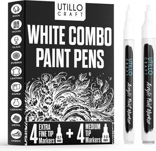 Miniatura 12 de Utillo Craft Bolígrafo de pintura negra (paquete de 3) marcadores de pintura negra mediana para metal, tela, madera, vidrio, papel, plástico, roca
