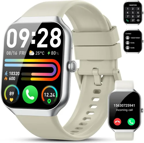 Reloj inteligente (responder/hacer llamada), reloj inteligente HD de 1,96" para hombres y mujeres, reloj de fitness 2025 con más de 110 modos