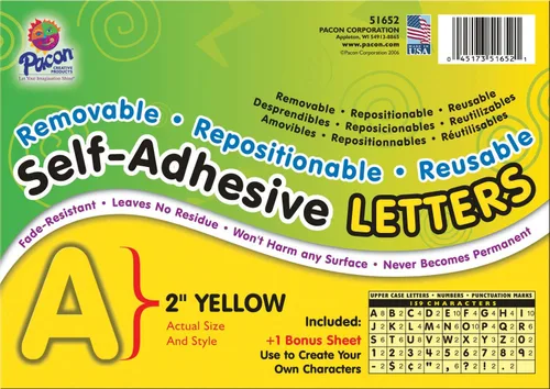 Miniatura 5 de Pacon 0051652 - Plantillas de letras, 2 pulgadas, color amarillo Negro