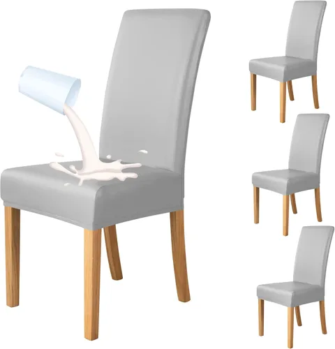 Miniatura 8 de Deisy Dee Fundas de cuero impermeables para sillas de comedor Parson (4, negro)