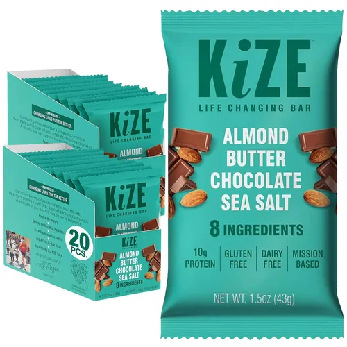 Miniatura 16 de KiZE Energy Bars - Barras energéticas de reemplazo de comidas con alto contenido de proteínas, a base de mantequilla de almendras, sin gluten, sin
