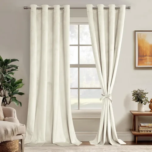 Miniatura 9 de JIUZHEN - Cortinas de terciopelo gris de 63 pulgadas opacas para sala de estar - Cortinas gruesas de terciopelo con ojales para ventana