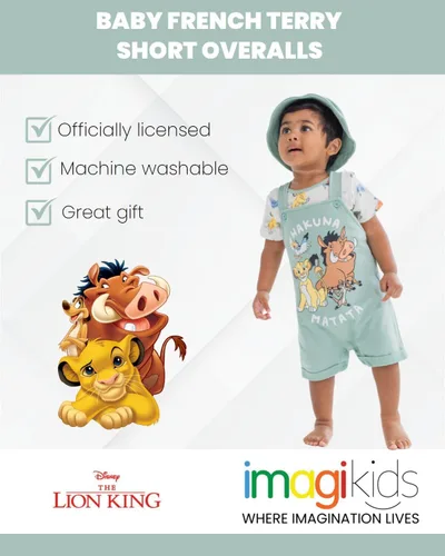 Miniatura 3 de Disney Conjunto de 3 piezas de overoles cortos de rizo francés para bebé, camiseta y sombrero, tallas de recién nacido a bebé (0-24 meses)