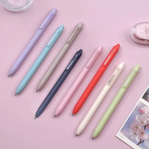 Miniatura 6 de WRITECH Bolígrafos de gel de punta fina: tinta multicolor retráctil de 0.5mm, 8 unidades, clic silencioso, sin manchas, escritura extra suave, punta