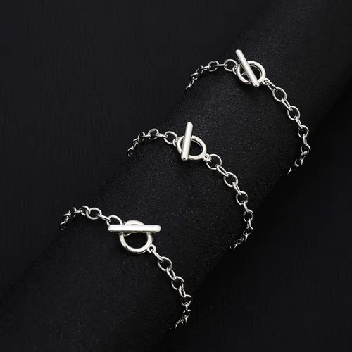 Miniatura 2 de Hicarer 12 pulseras de cadena de plata a granel con dijes de aleación de metal para hacer joyas, pulseras de eslabones chapados en cadena, kit