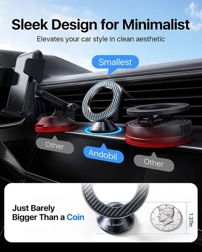 Miniatura 4 de andobil Magsafe Soporte de coche [imán más fuerte y adhesivo 3M mejorado] Soporte magnético para teléfono para tablero de automóvil 360 Soporte