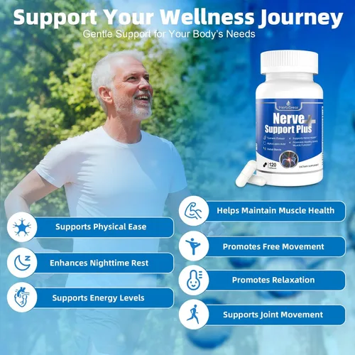 Miniatura 4 de Nerve Support Plus, suplemento nervioso alfa-lipoico, extracto de cúrcuma ácida, B12, vitaminas y mezcla de hierbas para fortalecer la salud