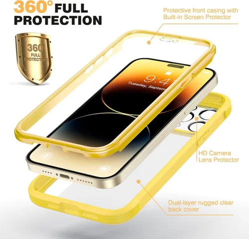 Miniatura 90 de Diaclara Funda diseñada para iPhone 16, mejorada [protección completa de la cámara], carcasa resistente de cuerpo completo con protector de pantalla