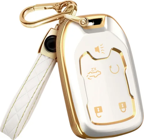 Miniatura 22 de Lucrum Funda para llavero GMC y Chevy y llavero de cuero, funda de TPU para Suburban Acadia Sierra Tahoe Yukon - 2014-2025