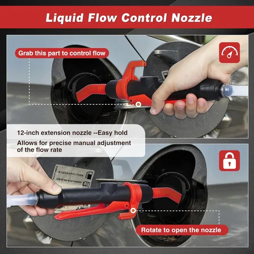 Miniatura 7 de Bomba de sifón eléctrica portátil para gas y diesel, bomba de transferencia de combustible a pilas, flujo de 3.5GPM, extractor de aceite tubo