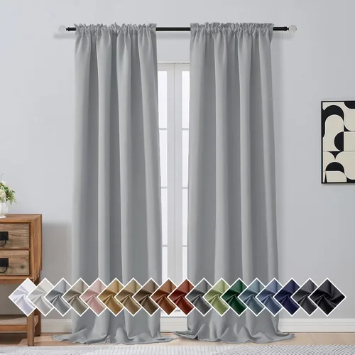 Miniatura 129 de OVZME Cortinas opacas turquesa para tratamiento de ventanas pequeñas, cortinas cortas con bloqueo de luz para ventana de cocina sobre el fregadero