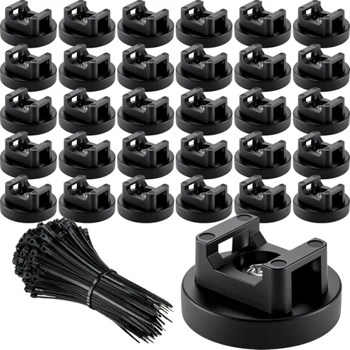 Miniatura 15 de Yookeer 120 piezas de soporte magnético para cables, multiusos, bases magnéticas de gestión de cables con cremallera resistente, montaje de bridas