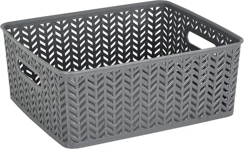 Miniatura 14 de Simplify Paquete de 3 cestas de almacenamiento pequeñas en espiga, dimensiones: 10 x 8 x 4 pulgadas, diseño de espiga, peso ligero, ideal para baño