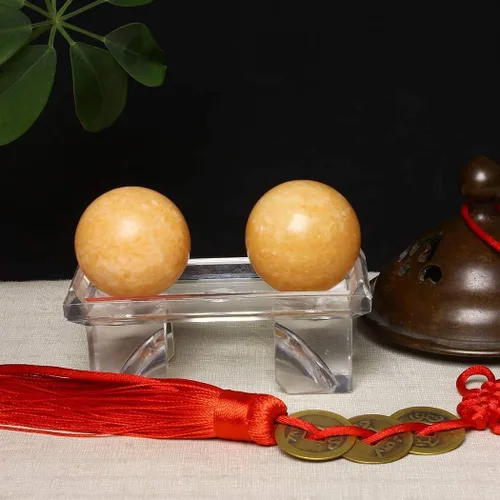 Miniatura 7 de BRABUD TQZDBS030 - Bolas chinas de estrés para la salud de Baoding de mármol naranja en piedra natural con caja