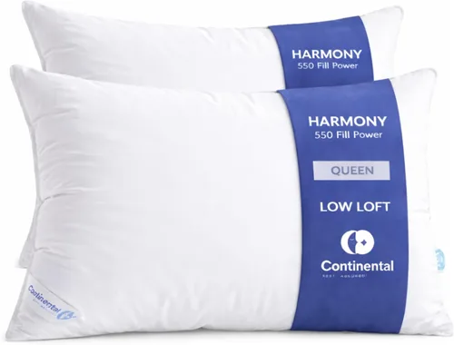 Miniatura 12 de Continental Bedding Harmony White Goose Down Pillow 550 Fill Power Medium Loft 100% algodón 300 hilos Shell tamaño estándar 1 paquete fabricado