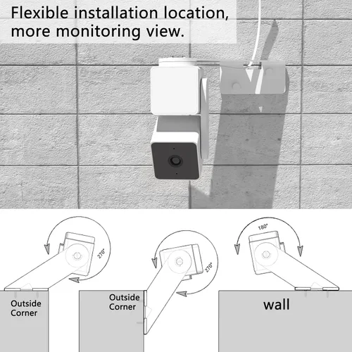 Miniatura 3 de Soporte de esquina exterior para cámara Wyze Pan V3 V4, material de aleación de aluminio, cobertura para monitorear ambos lados de tu casa