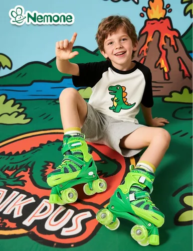 Miniatura 9 de NEMONE - Patines de sirena con ruedas iluminadas y 4 tamaños ajustables para niñas, azul y morado, para niños pequeños, para principiantes, de D