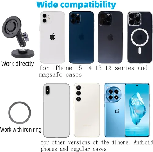 Miniatura 5 de Soporte magnético para teléfono MagSafe, soporte magnético dual para teléfono para gimnasio fijado a superficie de metal, compatible con iPhone 16