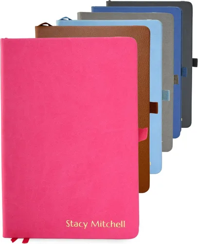 Miniatura 8 de Promot - Cuaderno de Diario Rayado: Diario Personalizado con Texto en Relieve en Oro Metálico - A5 Azul 192 Páginas Rayadas 8.2 x 5.5 Pulgadas, 100