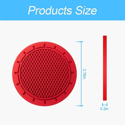 Miniatura 2 de Paquete de 4 portavasos para auto, portavasos universal antideslizante de 2.75 pulgadas de diámetro, duradero, compatible con la mayoría de los Rojo