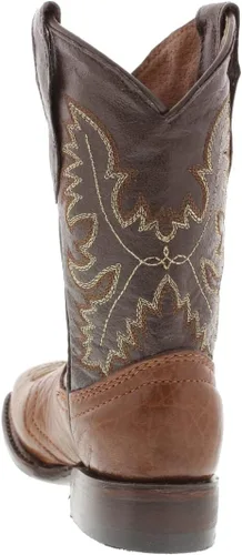 Miniatura 6 de Kids Grizzly Honey Brown Western Cowboy Boots Leather Solid Square Toe Botas