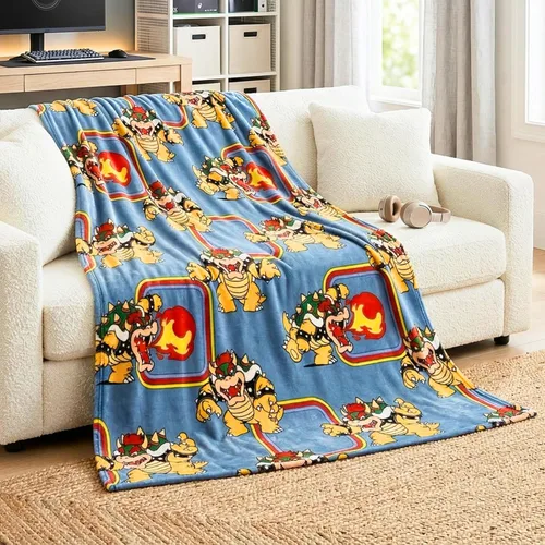 Miniatura 17 de Franco Nintendo Super Mario Gaming - Ropa de cama para niños, manta súper suave de micro raschel, 46 x 60 pulgadas, (producto oficial con licencia)