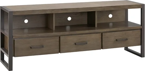 Miniatura 13 de Leick Home 82360 Soporte de TV de madera maciza Mission Oak de cuatro puertas para televisores de 65" Consola universal de TV para sala de estar