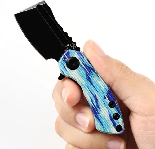 Miniatura 7 de KANSEPT Knives Mini Korvid Cleaver Mini cuchillo de bolsillo para hombre, 1.45 pulgadas, hoja negra lavada a la piedra de 60.6 in, jade G10