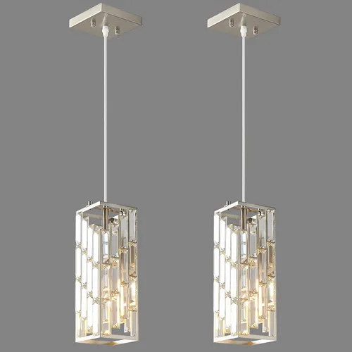 Miniatura 11 de Iluminación colgante dorada moderna, mini candelabros de cristal, lámpara colgante ajustable para cocina, isla, comedor, dormitorio (paquete de 1)