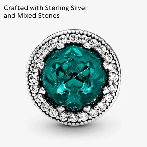Miniatura 3 de PANDORA Joyería de cristal verde mar brillante y dije de circonita cúbica en plata de ley Metal Cristal Circonita cúbica