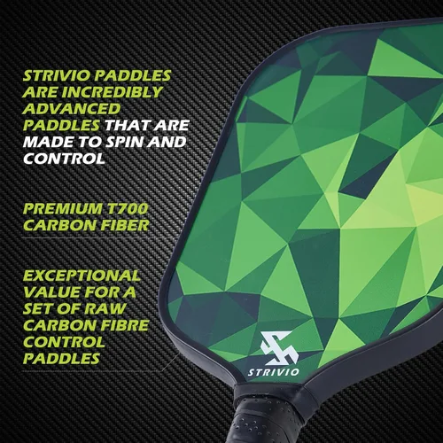 Miniatura 4 de Juego de 2 palas de pickleball con 4 bolas y bolsa. Juego de paletas de fibra de carbono T700 con agarre de grafito para principiantes