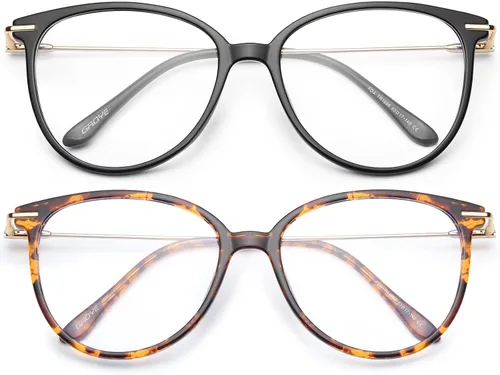Miniatura 15 de Gaoye - Gafas de bloqueo de luz azul - Marcos redondos TR90 de moda, brazos de metal, protección UV400 - Estuche suave a juego