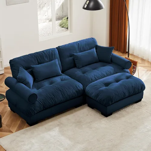 Miniatura 28 de Otomana beige para sofá modular modular, sofá individual, asiento otomano para sofá modular convertible, sofás de terciopelo para sala de estar