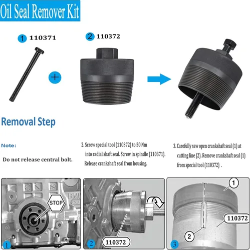 Miniatura 7 de YMT 2241 Kit de instalador e removedor de sello del cigüeñal delantero adecuado para BMW N20, N26-110371, 110372, 2212822, 119231, 119233