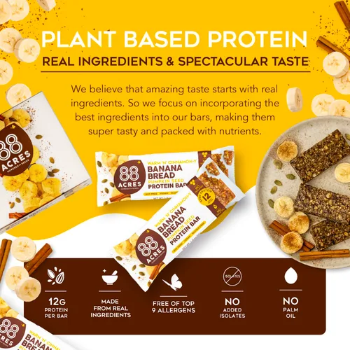 Miniatura 3 de 88 Acres Banana Bread - Barra de semillas de proteína de 9 unidades, 1.9 onzas