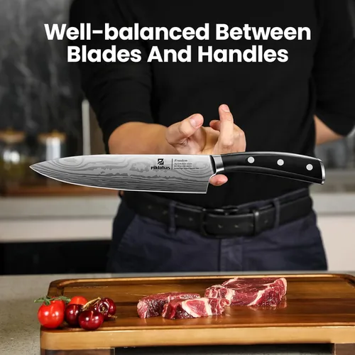 Miniatura 5 de Juego de cuchillos magnéticos de 15 piezas para cocina con bloque, juego de cuchillos de cocina hechos de acero inoxidable alemán de alto carbono