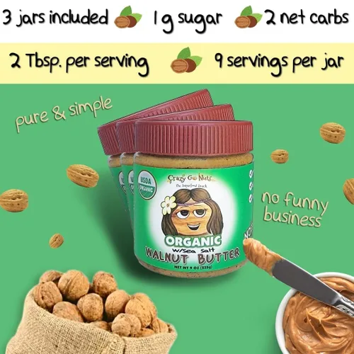 Miniatura 3 de Crazy Go Nuts - Mantequilla de nuez orgánica con sal marina, mantequilla de nuez orgánica, para untar de nuez, keto, vegano, bajo en carbohidratos