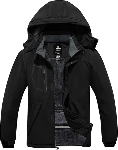 wantdo Chaqueta de esquí impermeable para hombre, para snowboard, abrigo cálido para invierno, nieve, cortavientos, montaña, desmontable, con