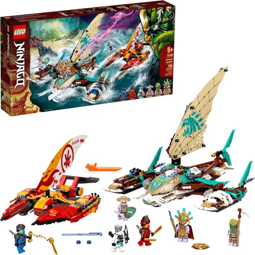 LEGO NINJAGO Catamarán Sea Battle 71748 Kit de construcción; juego ninja con juguetes de catamarán y NINJAGO Kai, Jay y Zane; el mejor regalo para